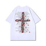 Men T-Shirt Cross Rose Print Distressed