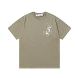 Off White T Shirts OW Headphones Flower Pattern Crew Neck Pullover Short Sleeves