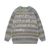 Men Sweater Vintage Stripe Jacquard Knitted Sweater