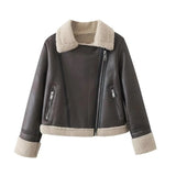 Women Cotton Coat Zipper Leather Coat''