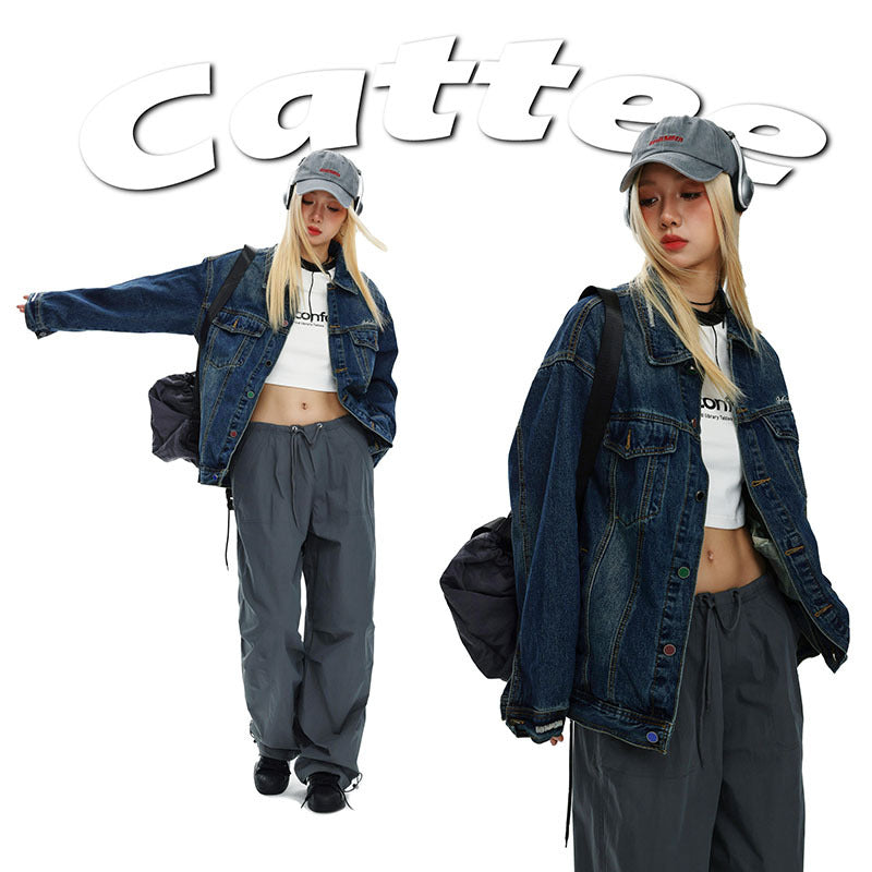 Women Jackets Retro Lazy Style Denim Jacket