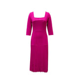 Women Dress Pleated Solid Color Fashion Dress