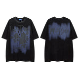 Men T-shirt Vintage Cross Printing Distressed Oversize