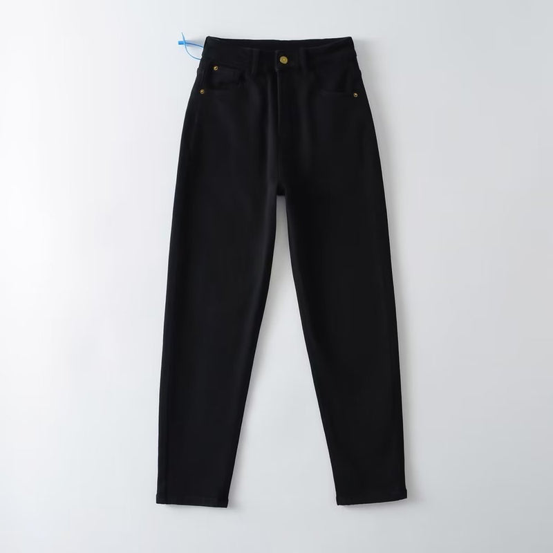 Women Jeans Flocking Stretch Slimming Casual
