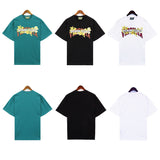 Denim Tears T Shirts Vintage Avatar Oil Painting Flower Letter Printing Men's and Women's Loose Casual Short-Sleeved T-shirt