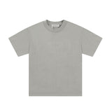 Fog Essentials T Shirts Spring Summer FOG Flocking Letters Crew Neck Pullover Short Sleeves