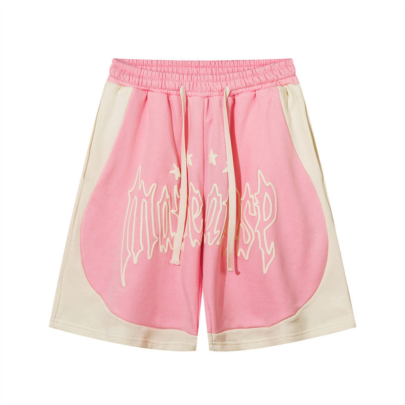 Men Shorts Stitching Shorts Printed Summer Loose Sports