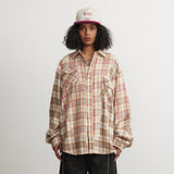 Unisex Shirt Vintage Spliced Plaid Blouse