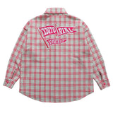 Men Long Sleeved T Shirt Letter Embroidered Street Lapel Long Sleeve Shirt Autumn Loose Fine Plaid Shirt