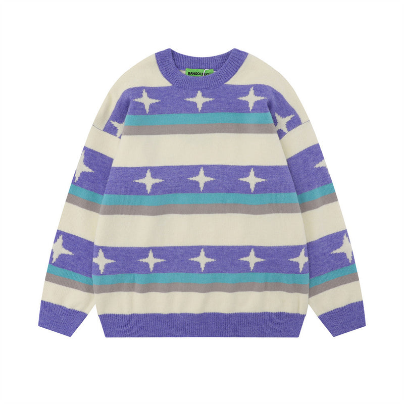 Men Sweater Striped XINGX Jacquard Loose-Fitting Knitwear