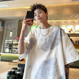 Men T Shirt Tie-Dyed Summer Heavy Cotton