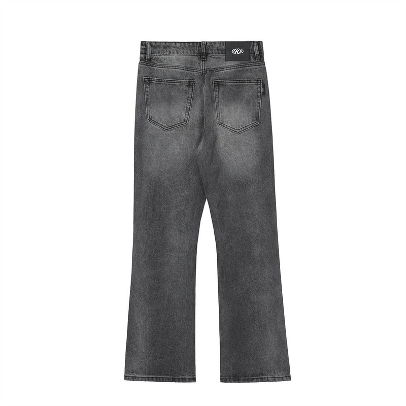 Men Jeans White Slightly Flared Loose Casual
