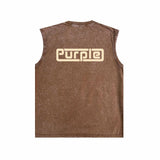 Purple Brand Distressed Tank T Shirts Distressed Sleeveless T-shirt Vest