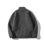 Men Cotton Mixed Jacket Coat Berber Fleece Coat Men's Autumn and Winter Stand Collar Zipped Cotton-Padded Jacket Loose
