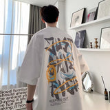 Men T Shirt Summer Graffiti Printing Loose Cotton