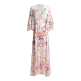 Bohemian Dress Vacation Style Fairy Dress Lace up Slimming Floral