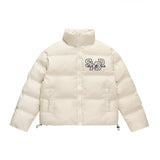 Men Cotton Padded Jacket Men's Cotton Jacket Simple Letters Embroidered Stand Collar