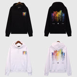 Amiri Hoodie OW Rainbow Letter Pattern Pullover Hooded Sweater