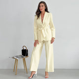 Women Co-Ords Autumn and Winter Long-Sleeved Wide-Leg Pants Lapel Suit Women