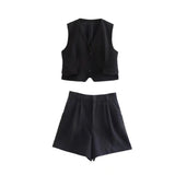 Women Vest Casual Shorts Suit