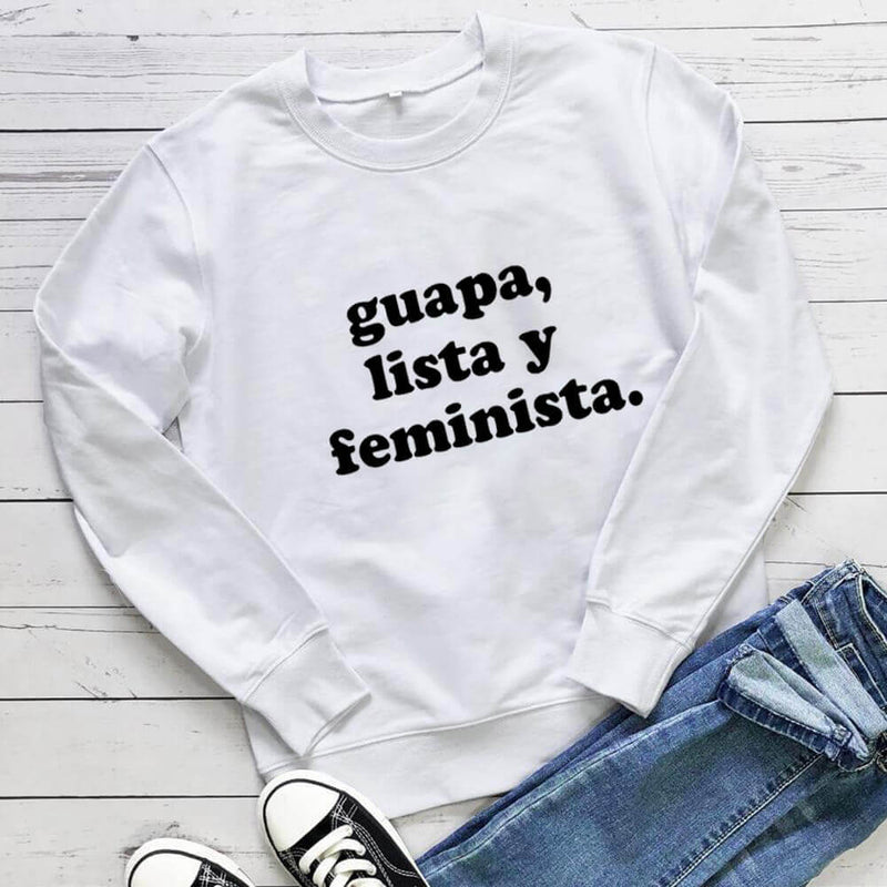 Guapa Lista Y Feminist Spanish Print Cotton Women's Sweatshirt