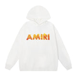 Amiri Hoodie AMI Flame Letter Print Pullover Hooded Sweater Men and Women
