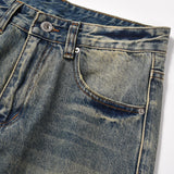 Men Jeans Yellow and Faded Leisure Ripped Loose