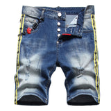 DSQ2 Short Jeans Ripped Patch Slim-fit Stretch Denim Shorts