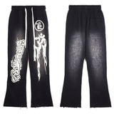 Hellstar Hoodie & Pants Wash water do old print casual hoodie sweatpants