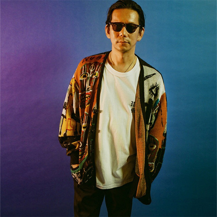 GUILTYPARTIES TIGER Sweater 23ssBASQUIAT V-neck knitted cardigan