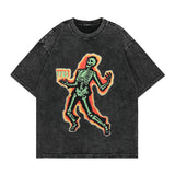 Men T-Shirt Portrait Distressed Loose Casual