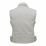 Women's Vest Slim Fit Short PU Leather Motorcycle Vest