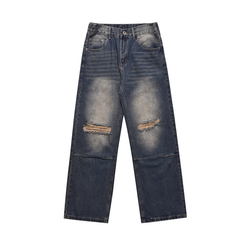 Men Jeans Make Old Ripped Retro Loose