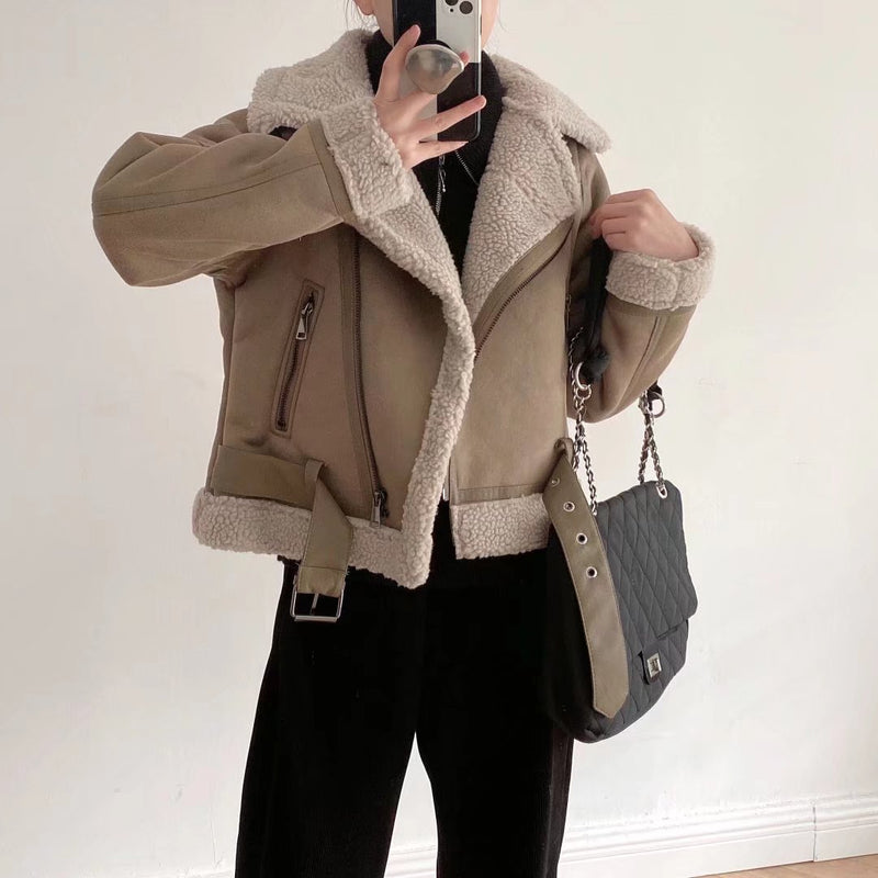 Women Cotton Coat Suede Imitation Lamb Wool