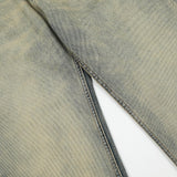 Men Jeans Gradient Color Yellow Mud Color Loose