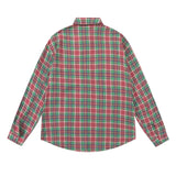 Men's Long Sleeve T Shirt Plaid Shirt Men's Embroidered Letter Long Sleeve Lapel Loose Shirt