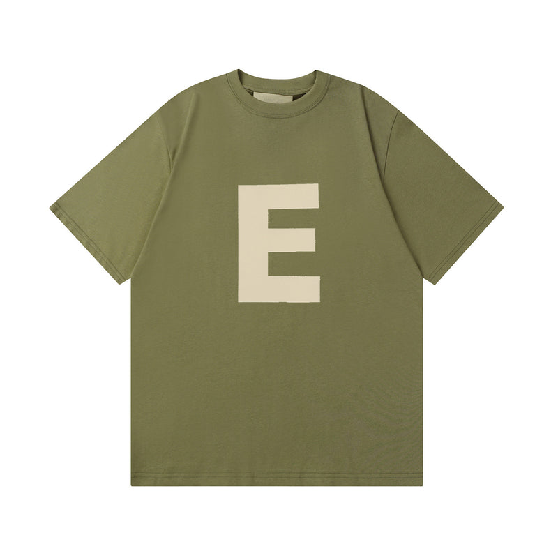 Fog Essentials T Shirts Spring Summer FOG Flocking E Letter Crew Neck Short Sleeves