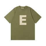 Fog Essentials T Shirts Spring Summer FOG Flocking E Letter Crew Neck Short Sleeves