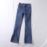 Women Jeans Stretch Split Bell-Bottom Pants