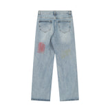 Men Jeans Ripped Splash-Ink Loose All-Match