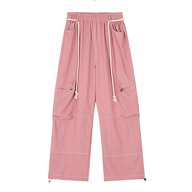 Cargo Pants Silk Drape Multi-Pocket Slacks