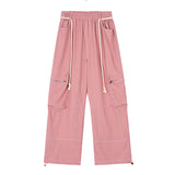 Cargo Pants Silk Drape Multi-Pocket Slacks