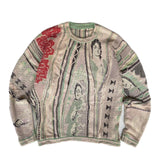 Kapital Sweater Vintage Hida Hehong Contrast Color Retro Ethnic Style Portrait Knitting Crew Neck Pullover Sweater