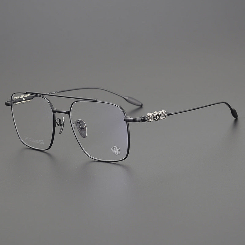 CHH Chrome Hearts Glasses Pure Titanium Ultra Light Wide Large Face Double Beam Myopia Glasses Frame