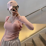 Women Vest Suspenders Vest Long Sleeve Shawl Suit