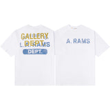 Gallery Dept T-Shirt Hand Painted Ink Splashing Alphabet Washed Retro Short Sleeve T-Shirt
