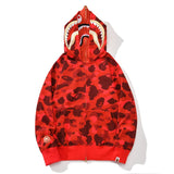 Bathing Ape Hoodie Shark Double Hood Camo Hooded Zip Cardigan Sweater