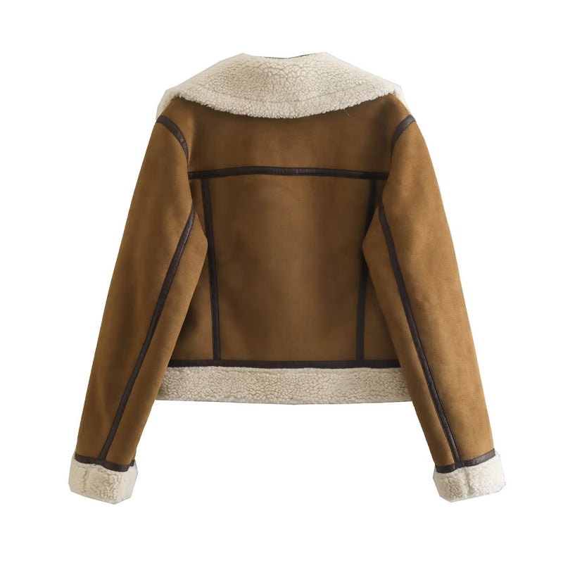 Women Cotton Coat Loose Suede Coat Lambswool