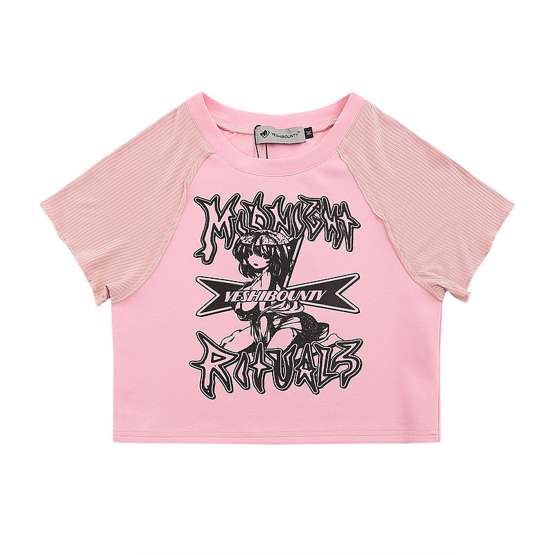 Men T-Shirt Summer Retro Patchwork Top