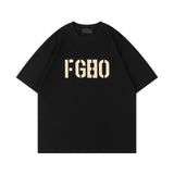 Fog Essentials T Shirts Spring/Summer FOG Flocking Letter Pattern Crew Neck Short Sleeves